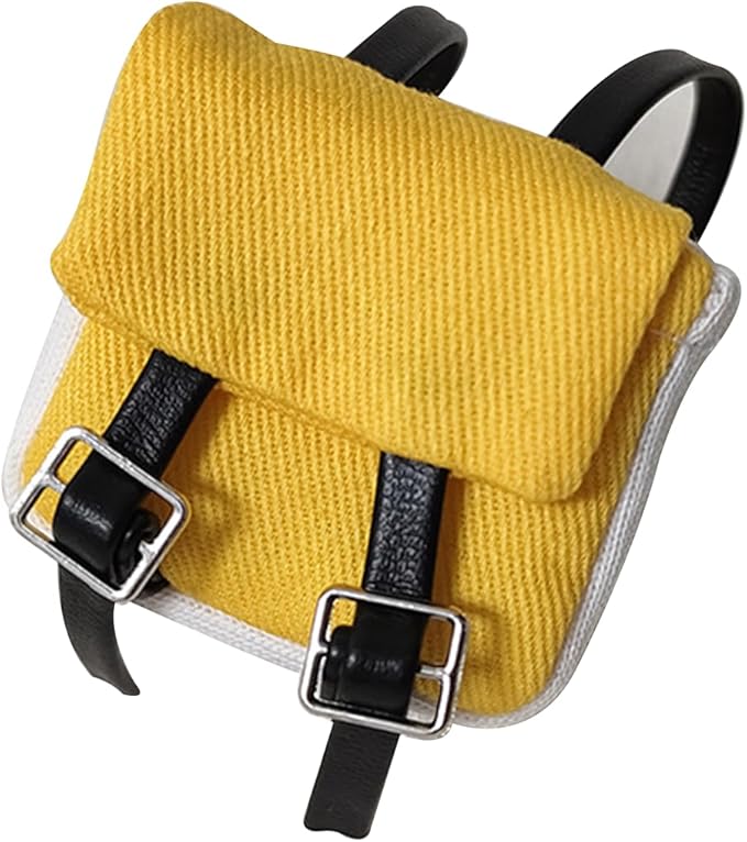 decorational Backpack for Labubu Clothes (15cm & 17cm Monster Keychain, Macaron/Have a seat/Energy). Clothing Accessories for popmart 6.7" Blind Box.(Yellow)
