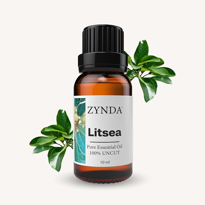 Litsea Essential Oil 10ml – 100% Pure & Natural Skin Oils for Aromatherapy & Diffuser – Premium Grade Litsea Cubeba Essential Oil for Skin, Body, Massage & DIY Use