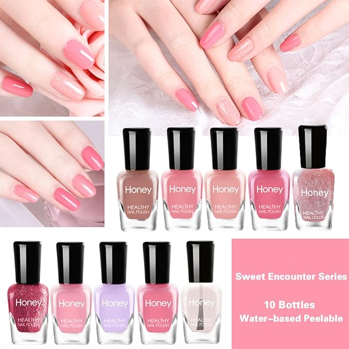 Non Toxic Nail Polish Set, Easy Peel Off and Fast Dry Nail Polish Set for Pack, Eco Friendly & Organic Water Based Nail Polish for Women,Teens