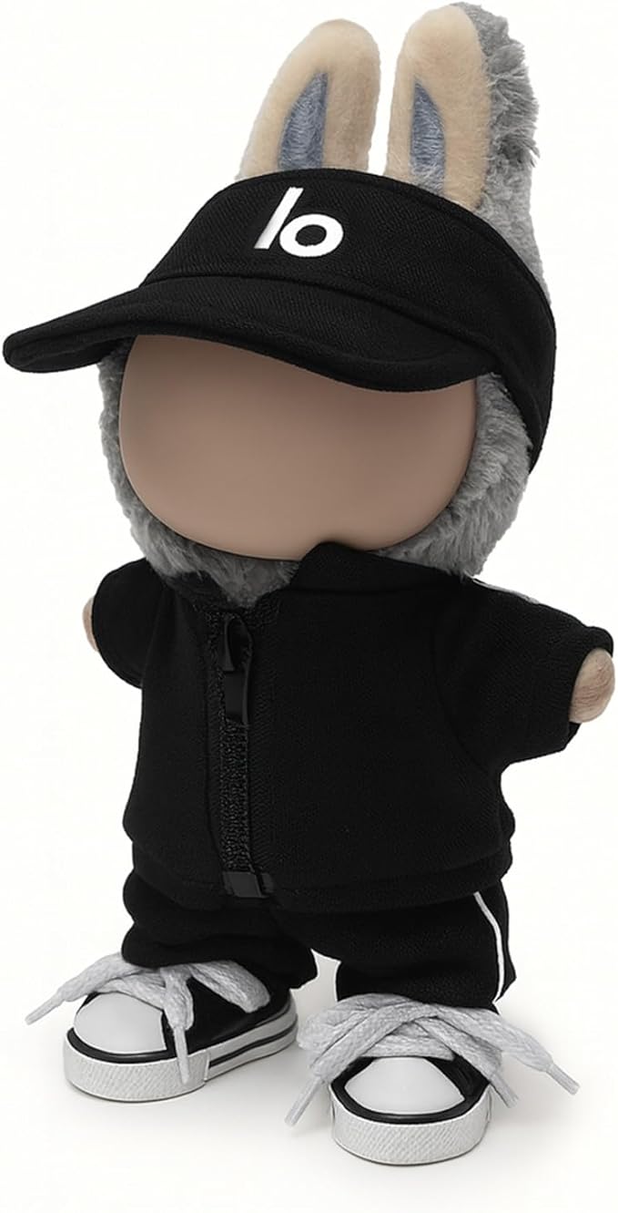 for Labubu Clothes/for Labubu Outfits,Clothes Set for 17cm Lububu Doll,3 Piece Set Hat Clothing for LA BUBU, Boys and Girls Stylish Adorable Dolls Clothes Accessories (No Doll) (002)