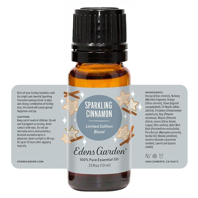 Edens Garden Sparkling Cinnamon Essential Oil Blend- 100% Pure Premium Grade, Undiluted, Natural, Therapeutic, Aromatherapy, The Best for Diffusing, Candle, Laundry, Humidifiers 10 ml (.33 fl oz)