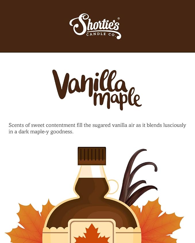 Shortie's Candle Company Vanilla Maple Premium Wax Melts 4 Pack - 12 Oz., Strong & Long Lasting, Non-Toxic - Made with Essential & Natural Oils - Formula 117