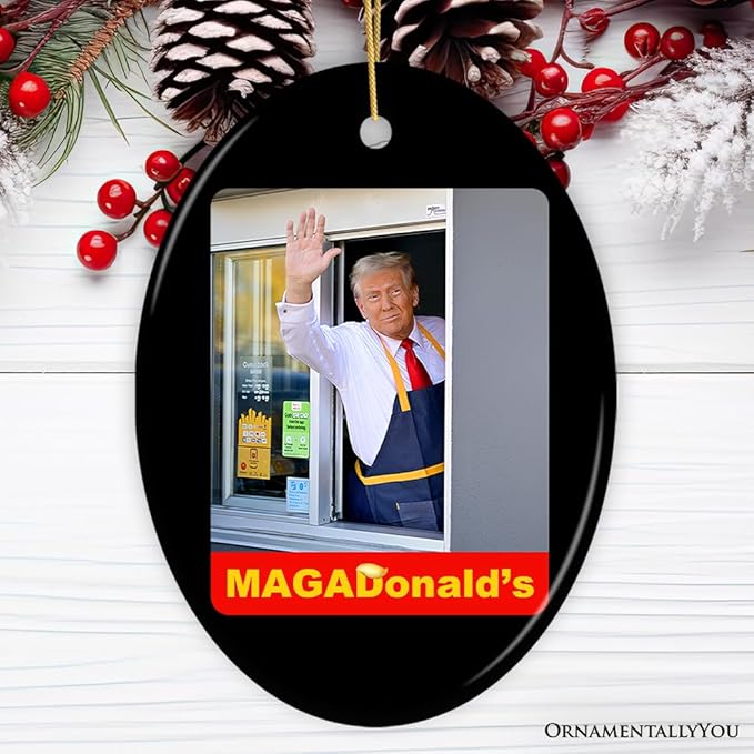 MAGADonald's Trump Ornament, Unique Political Humor Gift and Decor for Supporters