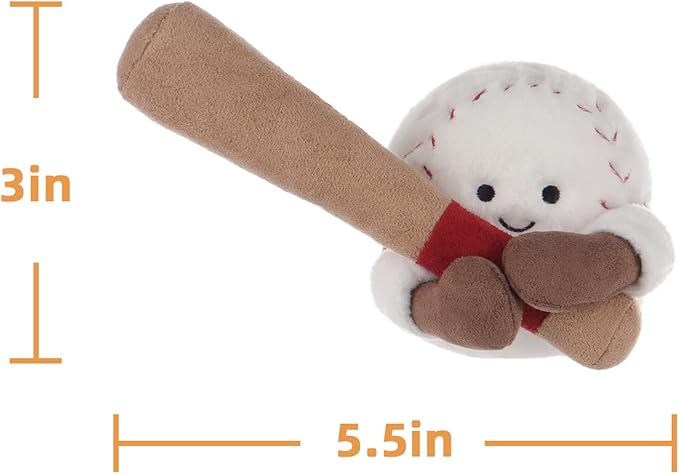 Apricot Lamb Happy Baseball Stuffed Animals for Kids, Soft Cute Plush Toys for Baby Girl and Boy, Fluffy Happy Baseball