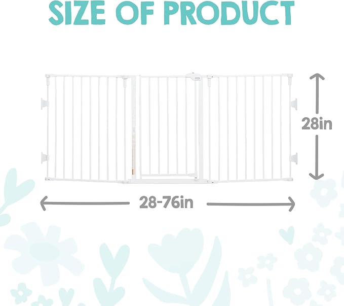 Regalo 76 Inch Super Wide Configurable Baby Gate, Includes 4 Pack of Wall Mounts and Hardware, White