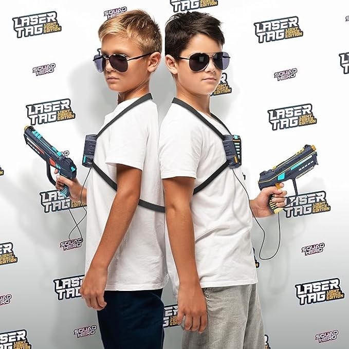 Squad Hero Rechargeable Laser Tag for Kids, Teens & Adults - Boys Gifts - Blasters & Vest Sensors - Fun Ideas Age 8+ Year Old Toys - 4 Set - Lazer Teen Boy Game Boys & Girls Outdoor Teenage Activities