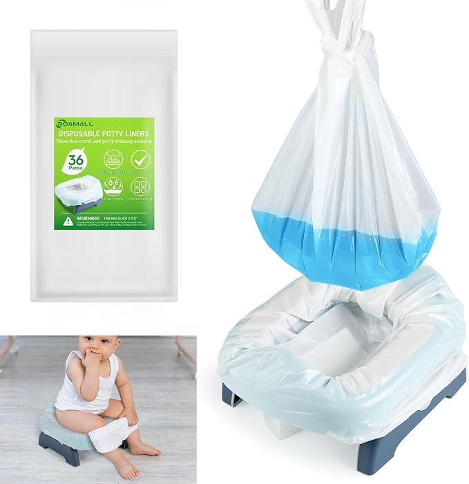 36 Packs Potty Bags for Portable Toilet Disposable Travel Potty Liners fit for OXO Tot 2-in-1 Go Potty Universal Portable Potty Chair Liners Leakproof Refill Potty Bags with Absorbent Pads