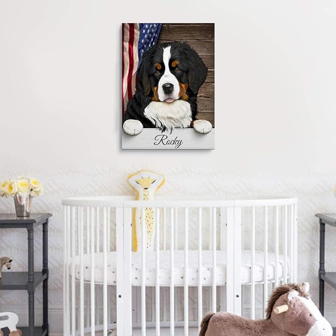 Custom Wooden Jigsaw Puzzles with Your Dog's Name on Bernese Mountain Art Print - 300 500 1000PCS Puzzles Game and Home Wall Decor
