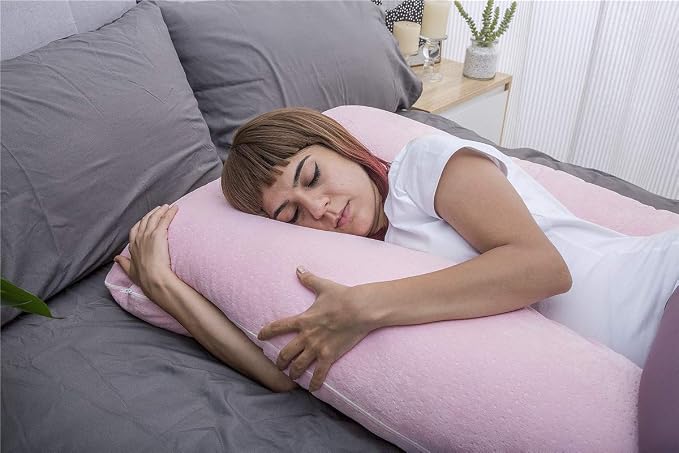 MOON PINE Pregnancy Pillow, U Shaped Full Body Pillow for Maternity Support, Sleeping Pillow with Cover for Pregnant Women (Pink)