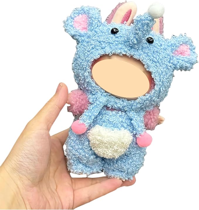 Blue Elephant Animals Clothes for Doll, Crochet Cloth Set for 17cm Dolls, Stylish Adorable Doll's Outfits Accessories