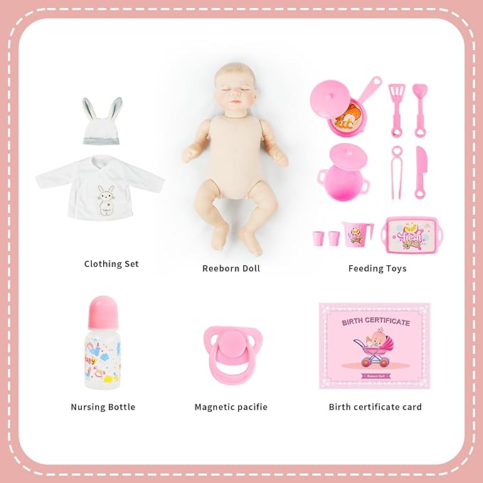 Lifelike Reborn Baby Dolls - 18 inch Realistic Baby Doll Weighted Newborn with Soft Body, Real Life Baby Girl Gift Set for Children and Collectors