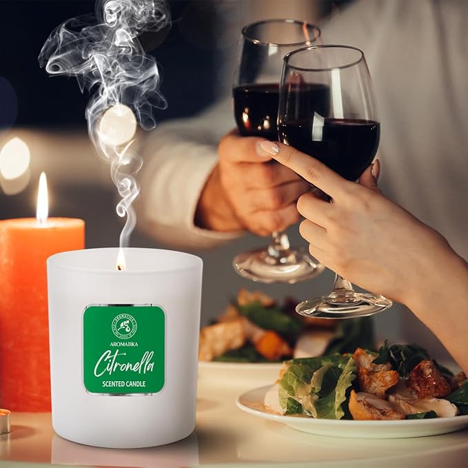 Scented Candle Citronella 200g - Aromatherapy Candle - Soy Wax Candles for Home Scented - Glass Candle Gift - Home Scented Candles - Aroma Freshener - Fresh Soy Wax Candle