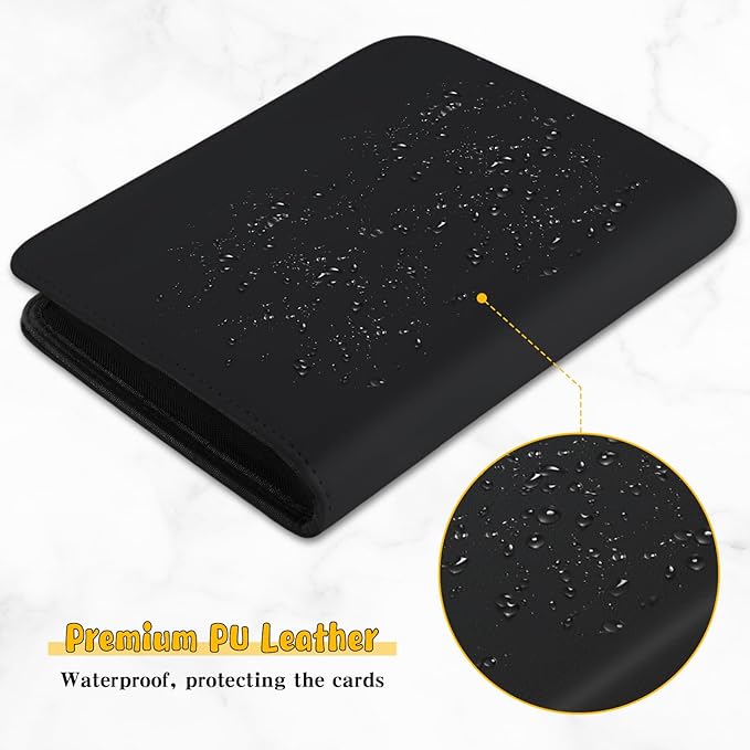 Jumbo Card Binder for PKM – WITHYU PU Leather Ringless Card Collection Binder with 60 Pockets, 5.4'' x 7.4''Card Holders Storage Album for Game Card (Black)