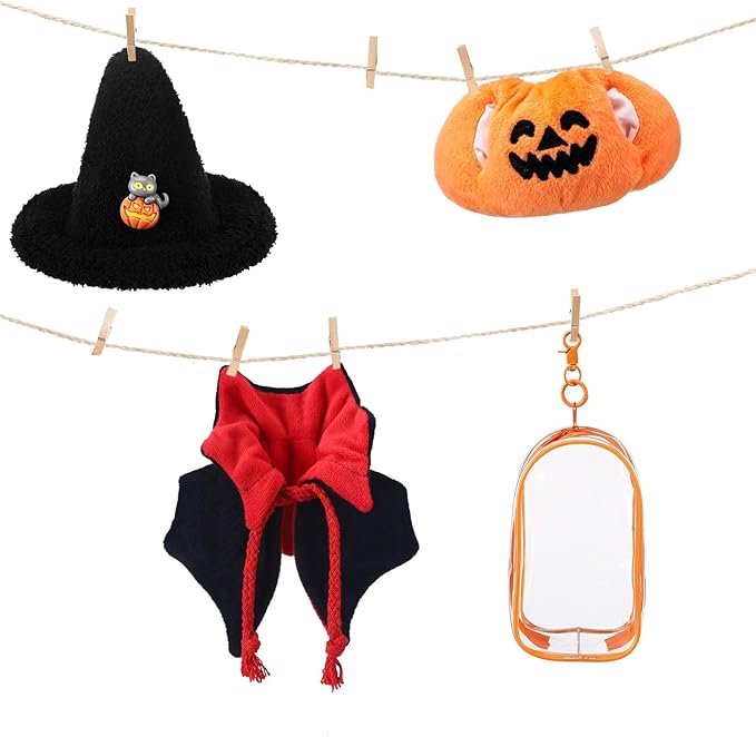 17cm Doll Clothes Outfits for Halloween, Witch Hat Pumpkin Clothes Demon Cloak & PVC Storage Case for Halloween Doll Costume Accessory Dress up Collector Display