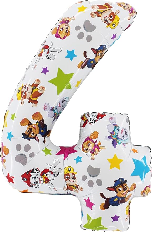 Toyland® 26 Inch Paw Patrol Number Foil Balloon - Kids Party Balloons - Number 1-6 Available (NUMBER 4)