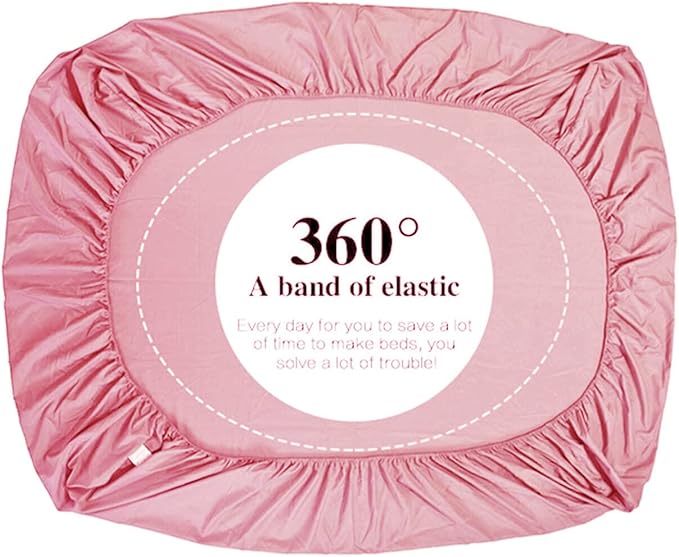 NHNHN Fitted Sheet-Deep Pockets-Soft Microfiber-Easy Care-Shrinkage and Fade Resistant-Fitted Sheets King Size for Girl Woman Teens Kids-Only 1 Fitted Sheet (King, Blush)