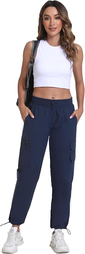Rrosseyz Women's Hiking Pants with Pockets - Lightweight Water Resistant Joggers Cargo Pants for Casual Travel Golf Outdoor