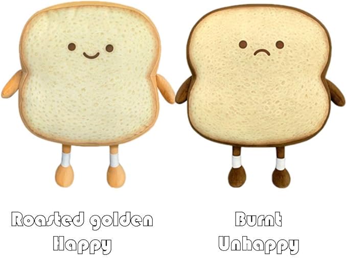 Toast Bread Pillow Funny Food Plush Toy Pillows Small Cute Stuffed Plush Sofa Pillow (Toast Bread,Golden)