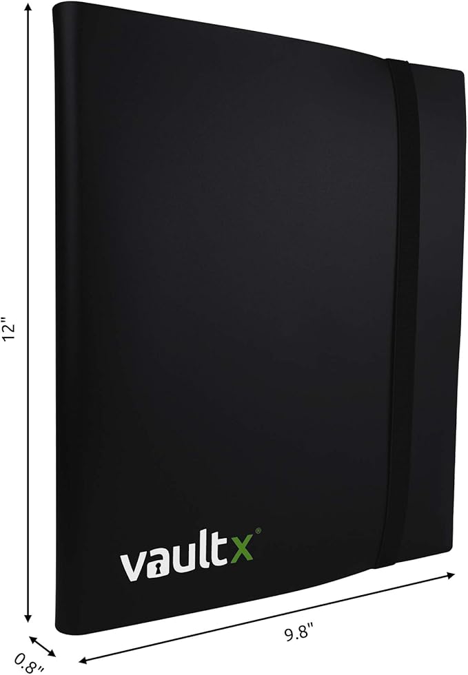 Vault X 9 Pocket Standard Strap Binder, Holds 360 Trading Cards in 20 Side-Loading Pages (Black)