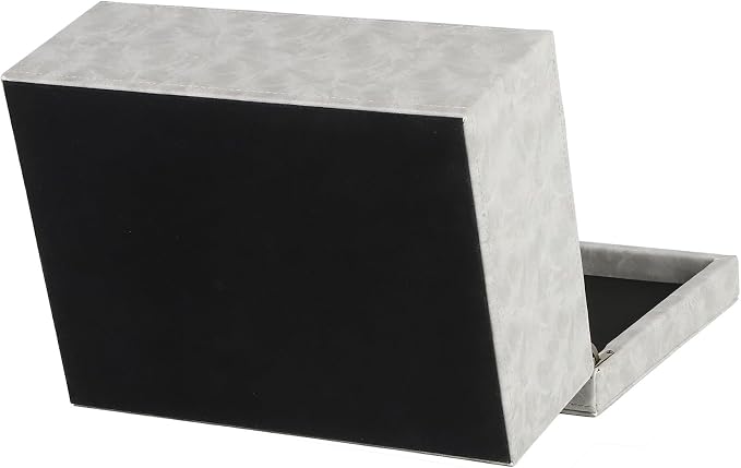 HofferRuffer Faux Leather Decorative Box, Large Wooden Structure Keepsake Box Accessory Organizer Jewelry Organizer with Hinged Lid, Storage Container for Home or Office (Grey)