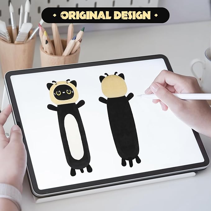 22 inch Bee Black Cat Long Plush Body Pillow Toy, Kitten Plushies with Stuffy Honeybee Oufit Big Stuffed Animals Gfit for Kids Boys Girls, Birthday