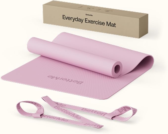 BetterMe Yoga Mat - Non-Slip Exercise Mat for Women - Cushioned Pilates Mat for Home Workouts, Stretching & Hot Yoga - Portable Fitness Mat with Strap
