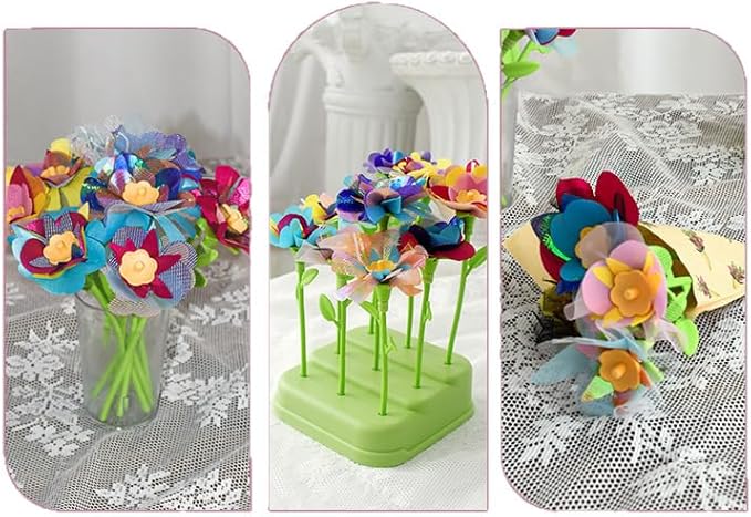 BEFANTST DIY Fabric Flower Craft Kit, Arts and Crafts for Kids 4-6, No Glue Required Educational Creative Handmade Flower Making Kit Toys for Girls Birthdays Gift Christmas Gift