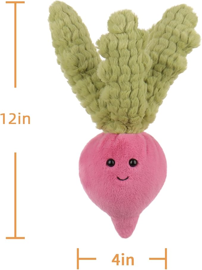 Apricot Lamb Red Radish Plush Stuffed Animals for Kids, Soft Cute Plush Toys for Baby Girl and Boy, Fluffy Red Radish Pink