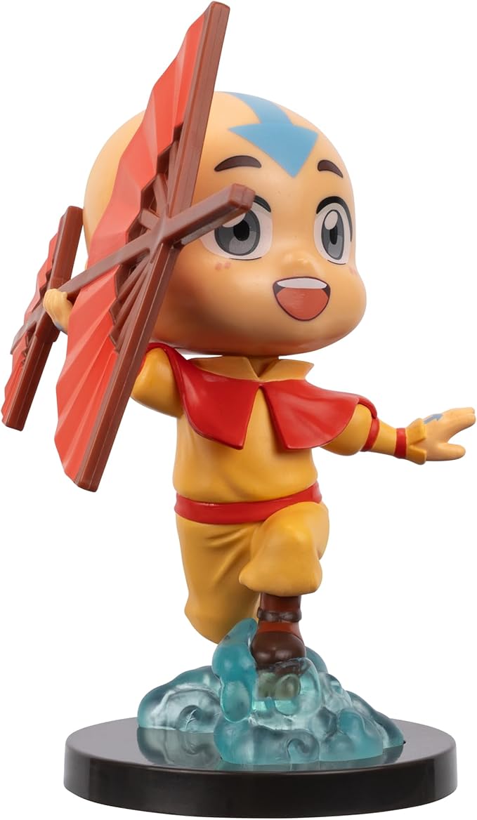 Jazwares Avatar: The Last Airbender Aang - 4-Inch Mini Figure in Kawaii Style in Dynamic Pose with Display Base