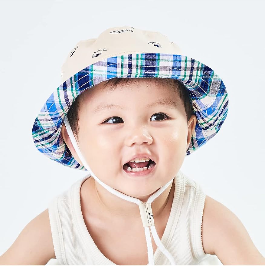 Baby Sun Hat UPF 50+ Sun Protective Toddler Bucket Hat Summer Kids Beach Hats Wide Brim Outdoor Play Hat for Boys Girls