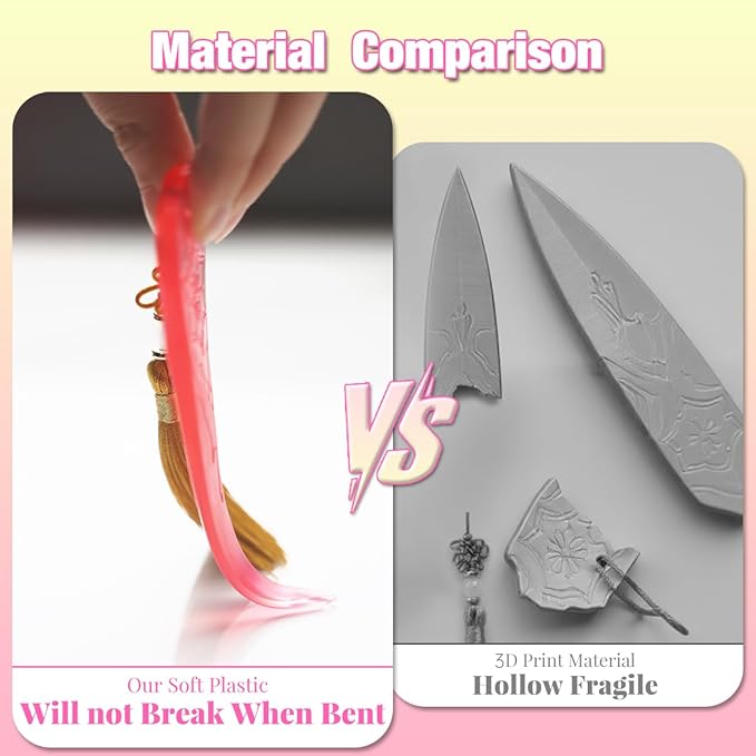 5 Inches Soft Plastic Translucent Dagger Props Safe and Cut-Proof for Cosplay and Halloween Party