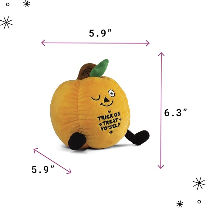 Pumpkin Plushie - Trick or Treat Yo' Self Cute Pumpkin Plush, Sassy Food Plush Toy for Gifting