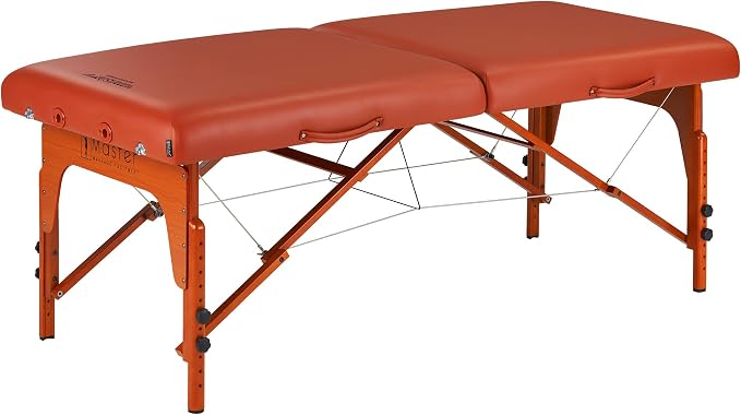 Master Massage 31" Santana Pro Portable Massage Table Beauty Bed Package with Extra MusicMaster Ergonomic Dream Sound Face Cradle Cushion- Cinnamon