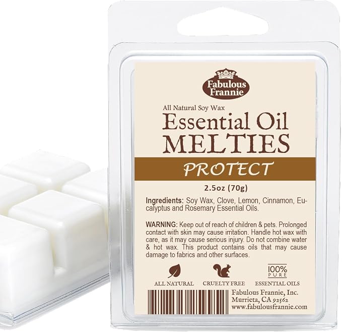 Fabulous Frannie Protect (Compared to Thieves) All Natural Pure Essential Oils & Soy Wax Meltie Tart (Cinnamon, Clove, Eucalyptus, Rosemary and Lemon) 2.5oz