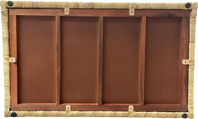Water Hyacinth Wicker Storage Trunk, Natural, 30x17.5x17.5 Inches | Safety Hinge, Metal Frame, Decorative Blanket Chest & Storage Box, Farmhouse Woven Storage, For Living Room & Entryway
