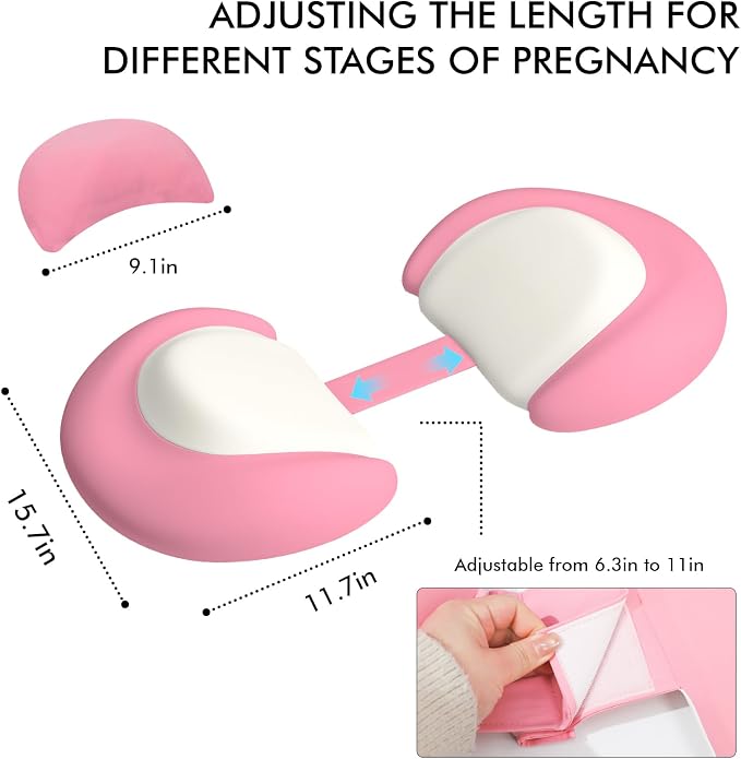 Pregnancy Pillows for Sleeping, Memory Foam W Shaped Maternity Pillow for Pregnant Women, Adjustable Travel Pregnancy Wedge Pillow with Cooling Removable Washable Cover, Support for Belly, Back(Pink)