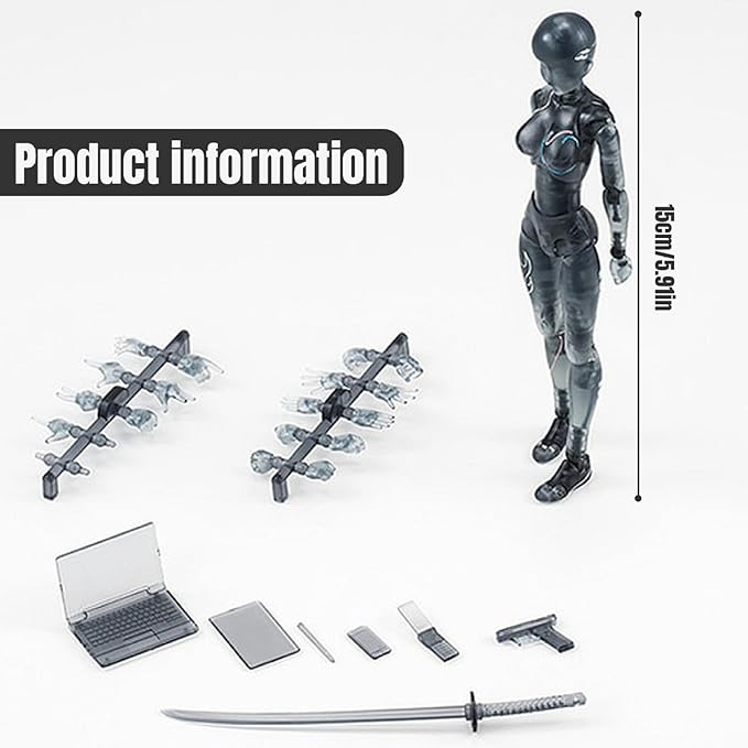 Action Figures 5.91in with Inclusive Arm Accessories Movable Gestures Drawing Mannequin Poseable Figure Decorative Action Figure Body Gift for Tabletop Display Shelf (Female)
