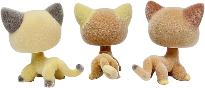 3pcs/Set Custom Flocked Pet Shop Toys Short Hair Cat Kitten Collie Great Dane Cocker Spaniel Dachshund Puppy Dog OOAK Compatible with LPS (#1120 and #525 and #3573)