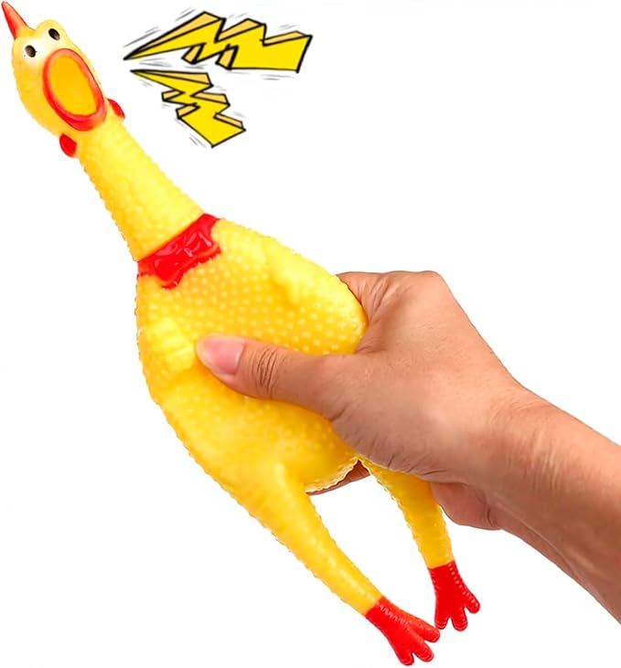 POPLAY 3 PCS Screaming Chickens, Prank Novelty Toys Squeaky Rubber Chickens for Dogs
