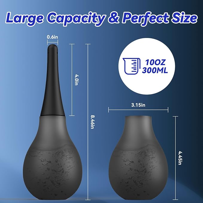 Enema Douche Anti Back-Flow,Silicone Enema Reusable Anal Douche Cleaner for Men Women Colon Cleansing,Shower douche with 5 Spouts connected to shower hole,Vaginal Cleaner 10oz (Semi-transparent, 10oz)