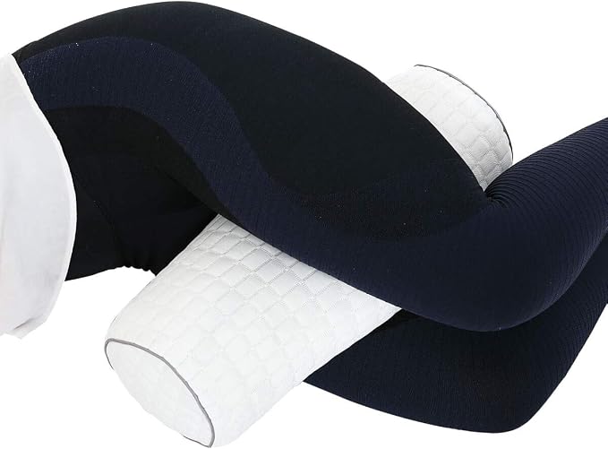 Kingnex Bolster Roll Pillow for Sleeping on Back or Side Under Knee to Relief Lower Back Pain Between Legs for Side Sleepers Cylinder Pillow with Removable Cooling Cover 18x6