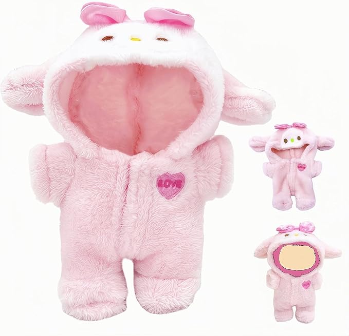Pink Bunny 17cm Doll Clothes Clothes Set, Adorable (6.7inch) Animal Style Doll Outfit Jumpsuit, Halloween Dolls Outfit Accessories