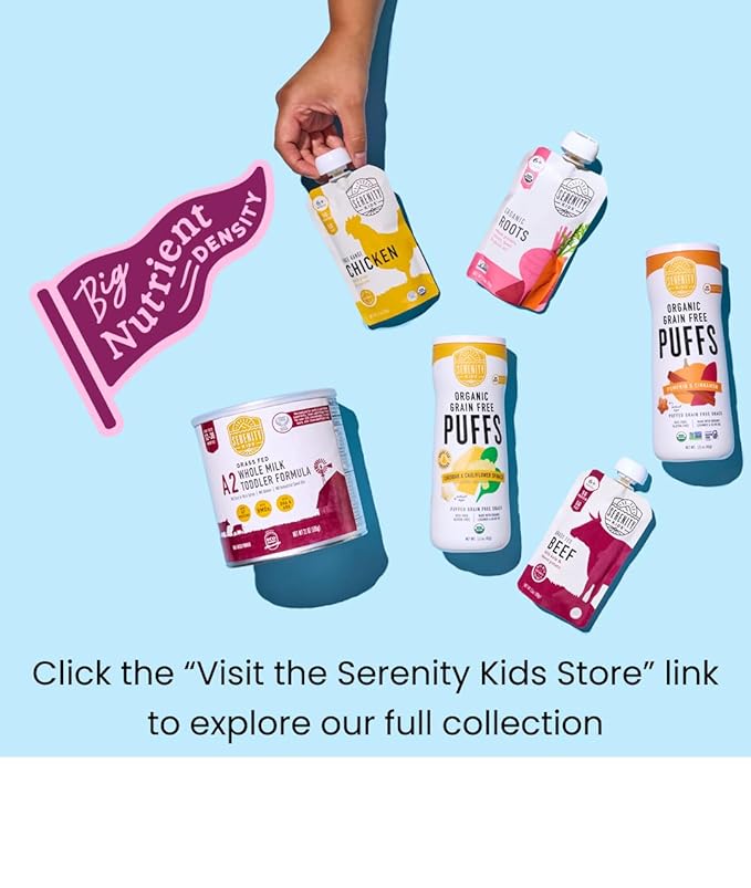 Serenity Kids 6+ Months Baby Food Pouches - Grass-Fed Beef Puree & Organic Sweet Potatoes - Protein Pouches for Toddler Snacks - Recyclable BPA-Free Packaging for Baby Snacks - 3.5 Oz, 6 Pack