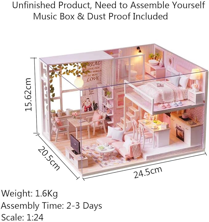 MAGQOO Dollhouse Miniature with Furniture, DIY Dollhouse Kit Plus Dust Proof 1:24 Scale Creative Room Idea(Tranquil Life)