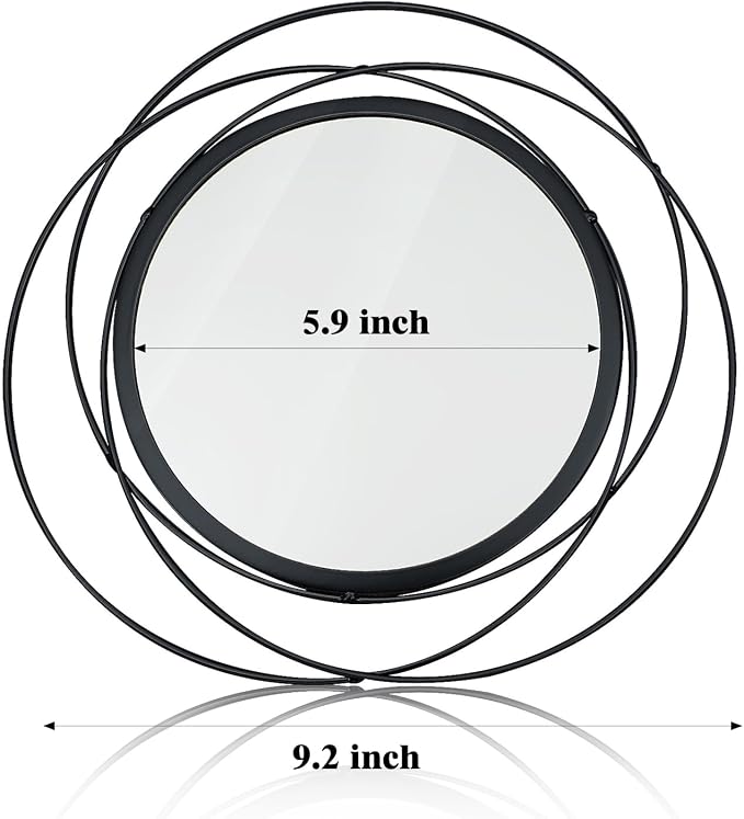3 Set Round Mirrors for Wall Decor Living Room Bedroom Bathroom Dining Room Metal Circle Mirror Set Boho Decorative Sunburst Wall Art Accent Entryway - Black 9.5 in