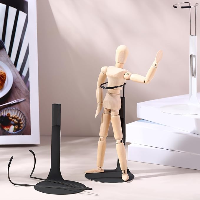 12 Pcs Doll Stand Action Figure Stands with Expandable Waist Wire for 8" to 12" Dolls and Action Figure(Black)