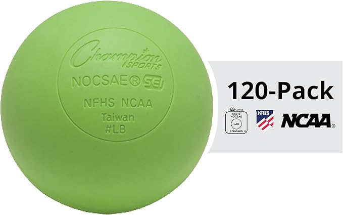 Champion Sports Lacrosse Balls – Official Size SEI Certified, Multi-Color Packs of 3, 6, or 12 for Practice & Games