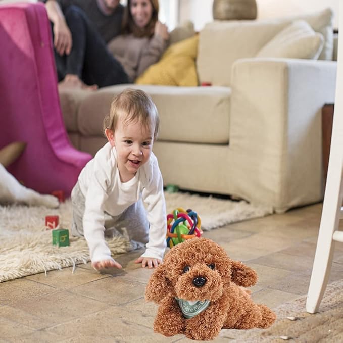 Dog Stuffed Animal, Golden Doodle Puppy Plush Toy with Realist Weighted Soft Dog Stuffed Gift for Kids,11 inches (Brown Color)