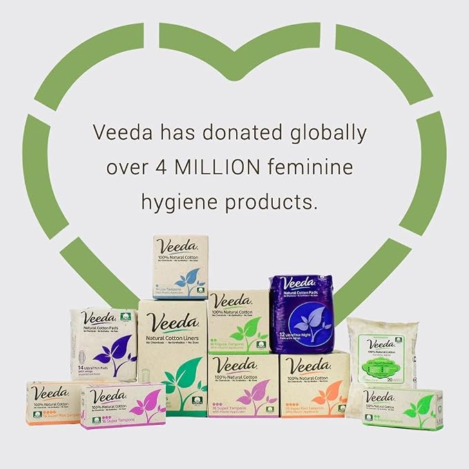 Veeda 100% Natural Cotton Tampons - Regular Absorbency with leak proof protection - Compact BPA-Free Applicator - Unscented & Free from Chlorine, Toxin - 48 Count