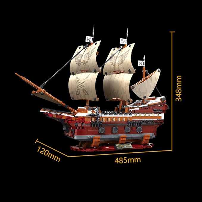 T2147 Mayflower Ship Model Building Blocks Kit, 2284 Pieces MOC Large Sailing Boat Modular Buildings Collection with Lighting, Assembly Toy Gift for Adults
